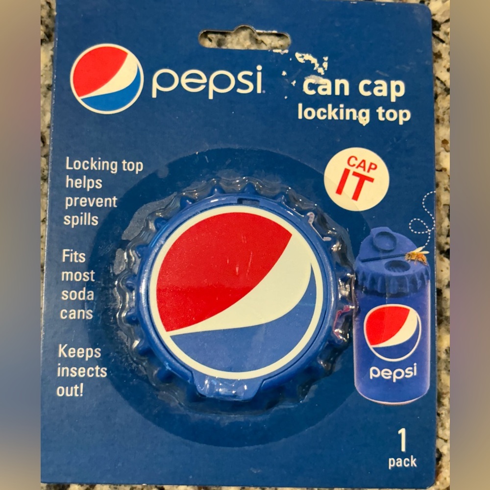 New in package- New Pepsi logo soda can locking top
